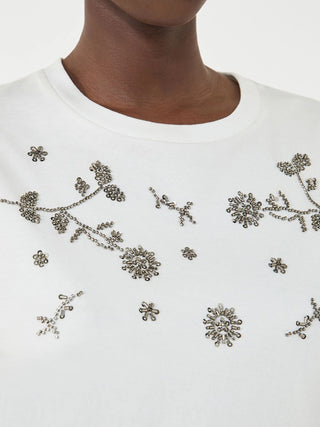 T-shirt in jersey con stampa e ricami