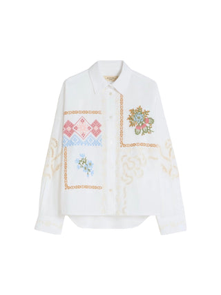 Camicia in cotone con pizzo e ricami