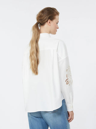 Camicia in cotone con pizzo e ricami