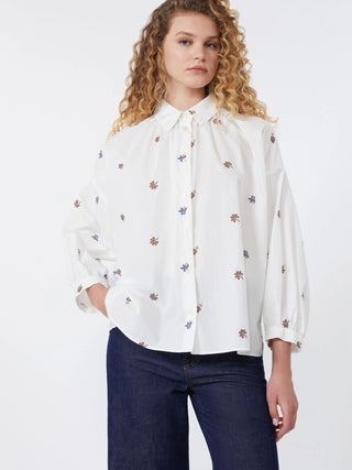 Camicia in popeline con ricami