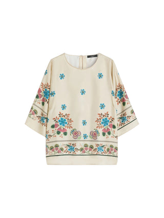 Blusa in twill di seta stampata