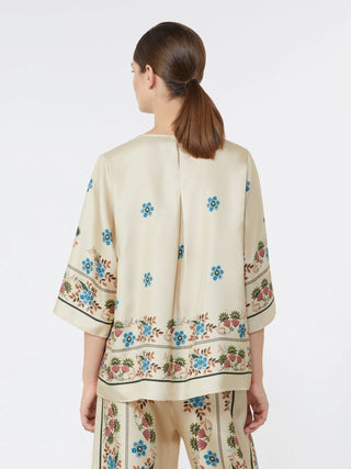 Blusa in twill di seta stampata
