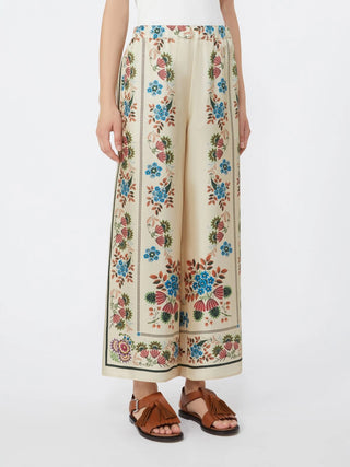 pantalone in twill di seta stampata