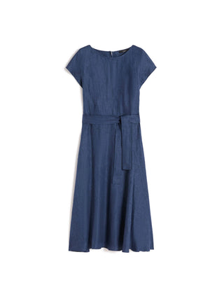 Abito midi in canvas di lino