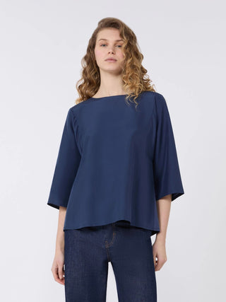 Blusa in habotai di seta e jersey