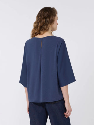 Blusa in habotai di seta e jersey
