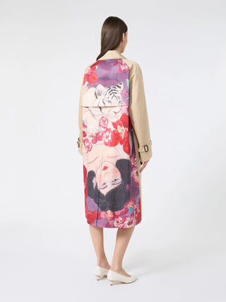 trench in gabardina antigoccia con stampa