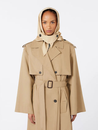 Cappello-foulard in gabardina antigoccia