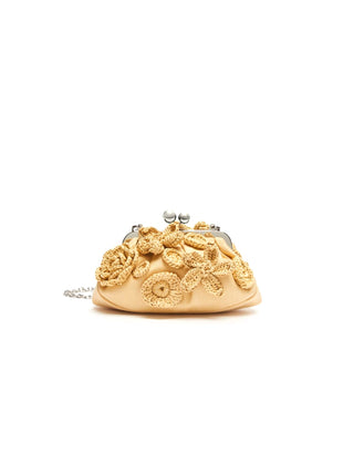 Pasticcino bag small in effetto rafia con fiori