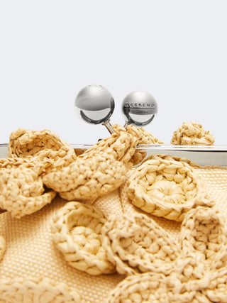 Pasticcino bag small in effetto rafia con fiori