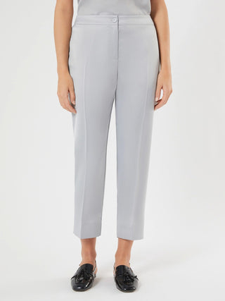 Pantaloni slim in crêpe envers satin