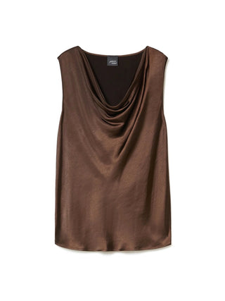 Top in raso con scollo drappeggiato