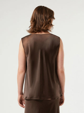 Top in raso con scollo drappeggiato