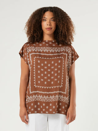 Tunica in raso stampato e jersey