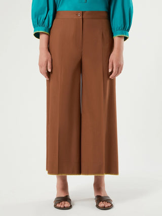 Pantaloni cropped in popeline di cotone