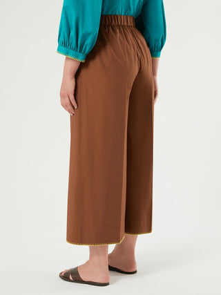 Pantaloni cropped in popeline di cotone