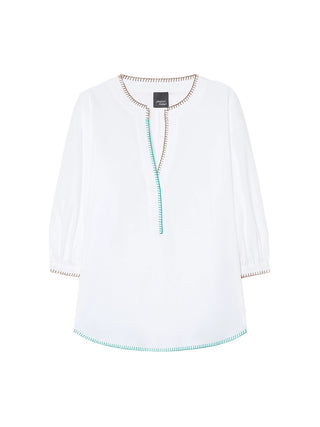 Blusa in popeline di cotone con ricami