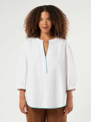 Blusa in popeline di cotone con ricami