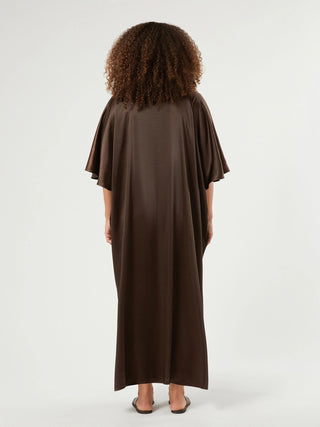 Abito caftano in raso con paillettes