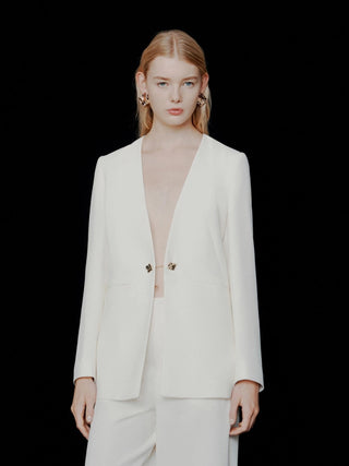 Blazer senza collo in envers satin