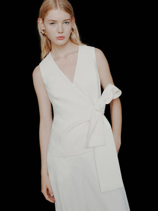 Top con fiocco in envers satin