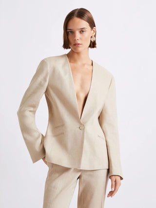 Giacca in chevron di misto lino