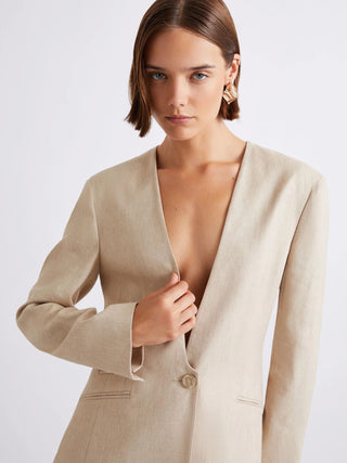 Giacca in chevron di misto lino