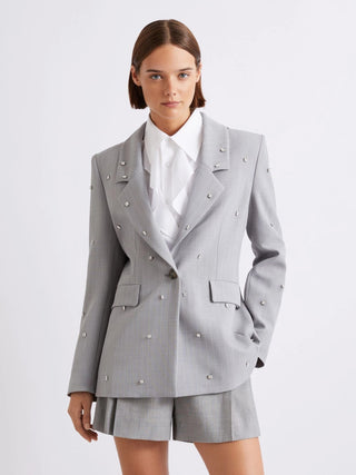 Blazer in tela stretch con cristalli