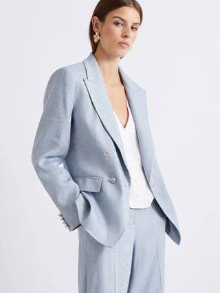 Blazer in chevron di misto lino