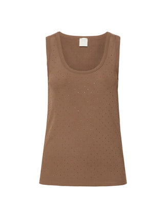 Canotta in jersey con micro strass