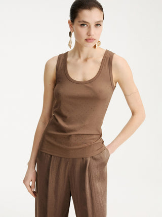 Canotta in jersey con micro strass