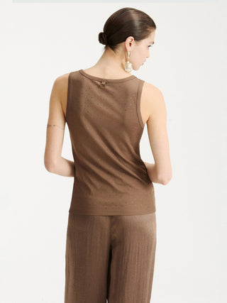 Canotta in jersey con micro strass