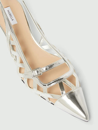 Slingback in laminato specchio