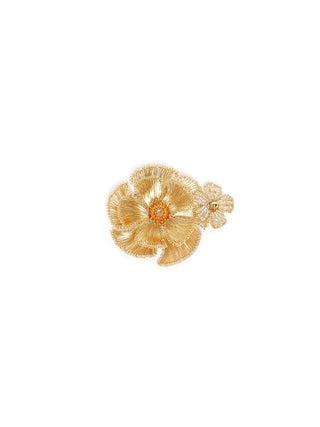 Spilla con fiori crochet metallici