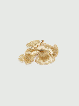 Spilla con fiori crochet metallici