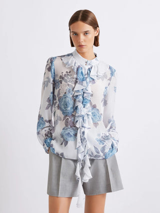 Camicia in georgette con rouche