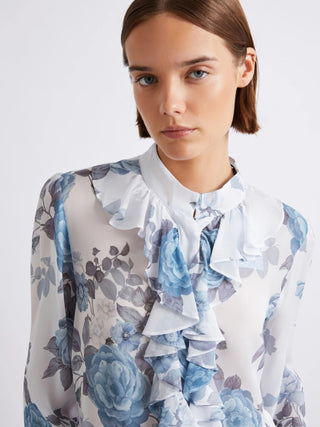 Camicia in georgette con rouche