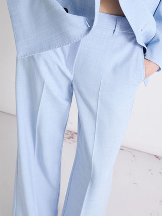 Pantalone dritto in tela stretch malfilé