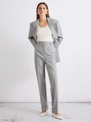 Pantalone sartoriale in lana e seta effetto grisaglia