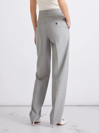 Pantalone sartoriale in lana e seta effetto grisaglia