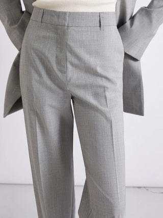 Pantalone sartoriale in lana e seta effetto grisaglia