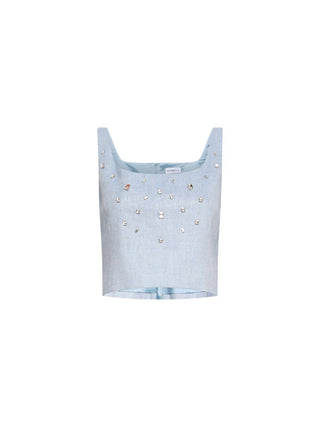 Top in lino e viscosa stretch