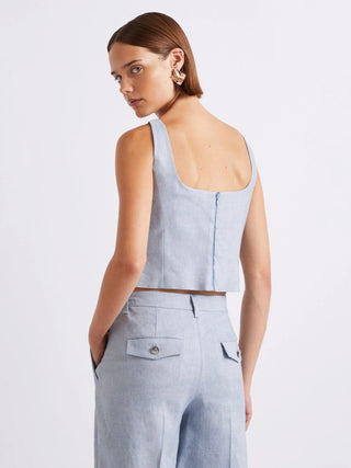 Top in lino e viscosa stretch