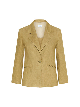 Blazer aderente in lino delavé