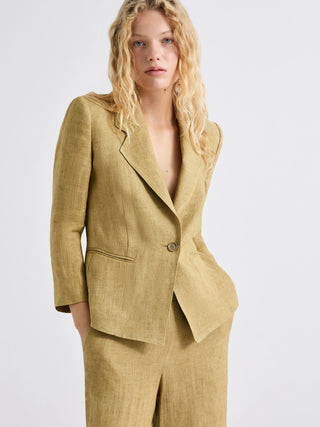 Blazer aderente in lino delavé