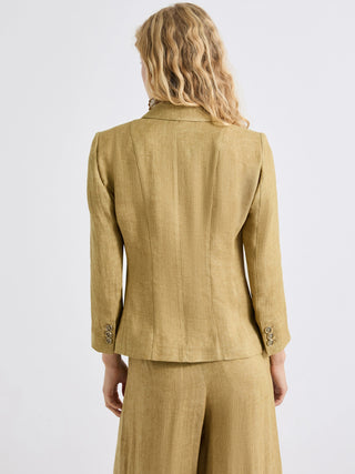 Blazer aderente in lino delavé