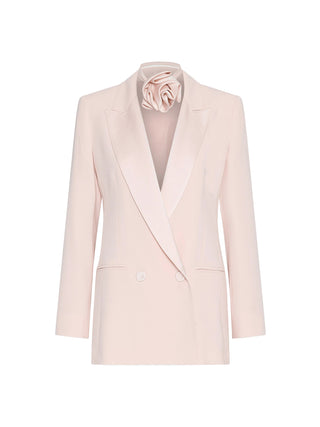 Blazer in envers satin con cintura