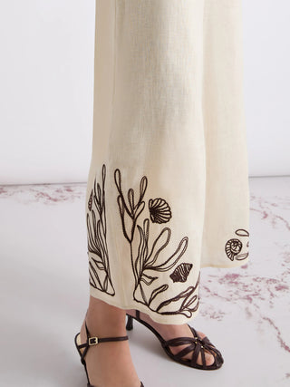 Pantalone in lino con ricami