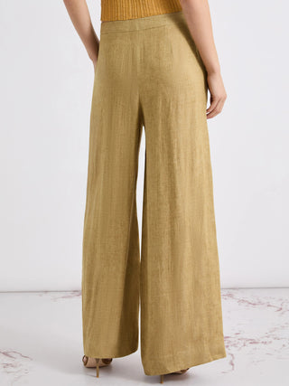 Pantalone wide leg in lino