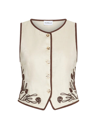 Gilet ricamato in lino
